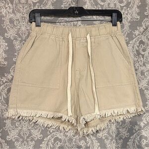 Women's Tan Frayed Hem Shorts